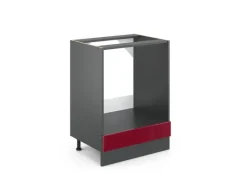 Vicco Herdumbauschrank R-Line Bordeaux Hochglanz/Anthrazit 60 cm ohne Arbeitsplatte Pfannen|Einbauküchen