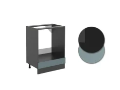 Pfannen<Vicco Herdumbauschrank R-Line Blau-Grau/Anthrazit 60 cm ohne Arbeitsplatte Blaugrau