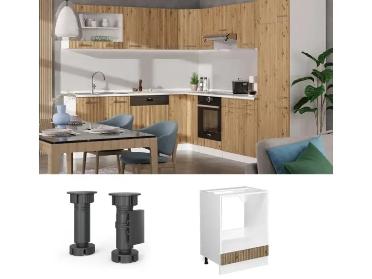 Best Vicco Herdumbauschrank R-Line Artisan-Eiche/Weiß 60 cm ohne Arbeitsplatte Artisan Eiche
