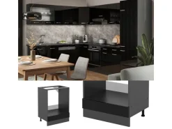 Hot Vicco Herdumbauschrank R-Line Schwarz Hochglanz/Anthrazit 60 cm ohne Arbeitsplatte Schwarz Glänzend