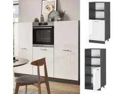Vicco Herdumbauschrank R-Line Herdschrank Hochglanz/Anthrazit 60 cm Weiß
