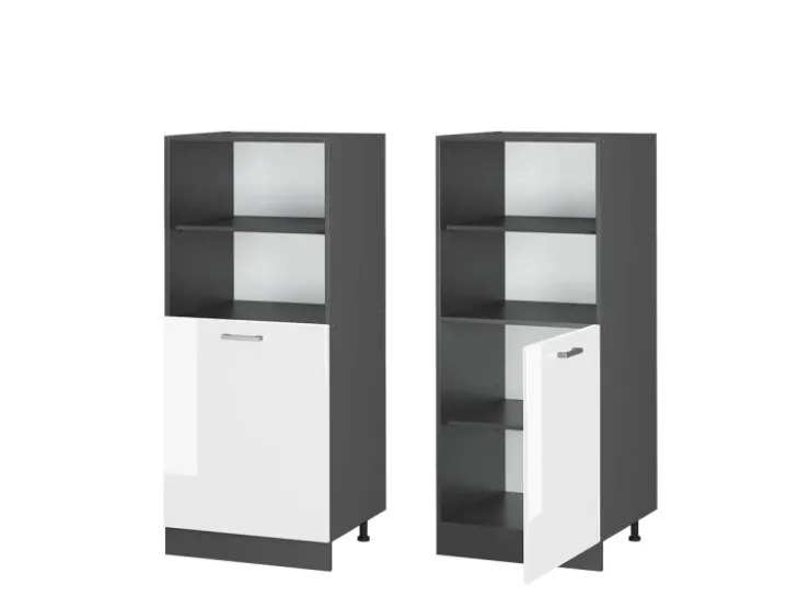 Vicco Herdumbauschrank R-Line Herdschrank Hochglanz/Anthrazit 60 cm Weiß