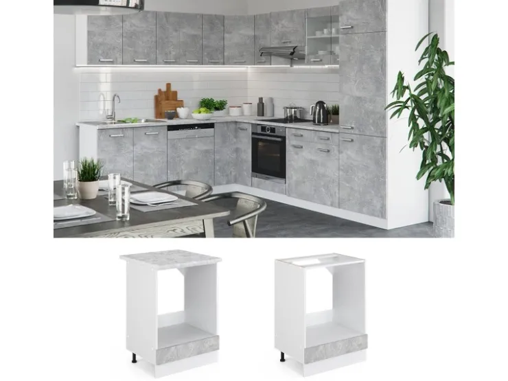 Vicco Herdumbauschrank R-Line Schwarz Hochglanz/Weiß 60 cm ohne Arbeitsplatte Kücheninseln|Herde