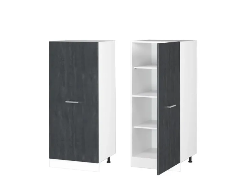 New Vicco Herdumbauschrank R-Line Herdschrank Schwarz Beton/Weiß 60 cm Küchen-Ordnungssysteme|Single-Küchen