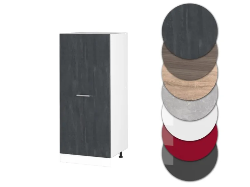 New Vicco Herdumbauschrank R-Line Herdschrank Schwarz Beton/Weiß 60 cm Küchen-Ordnungssysteme|Single-Küchen