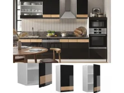 Küchenschränke<Vicco Hängeschrank Fame-Line Hängender Küchenschrank Schwarz-Eiche Hochglanz/Weiß 40 cm Eiche Dunkel