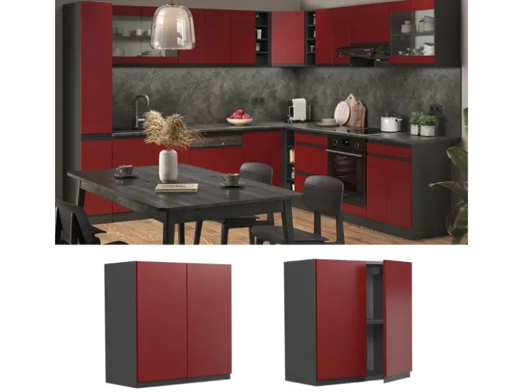 Clearance Vicco Hängeschrank R-Line Hängender Küchenschrank /Anthrazit 60 cm J-Shape Rot