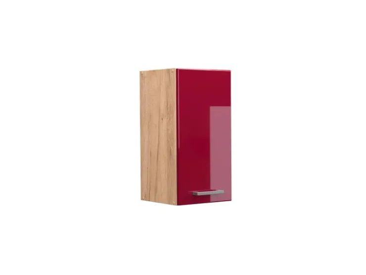 Pfannen|Küchenschränke<Vicco Hängeschrank R-Line Hängender Küchenschrank Bordeaux Hochglanz/Goldkraft Eiche 30 cm Bordeaux-Glanz