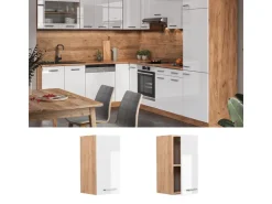 New Vicco Hängeschrank R-Line Hängender Küchenschrank Hochglanz/Goldkraft Eiche 30 cm Weiß