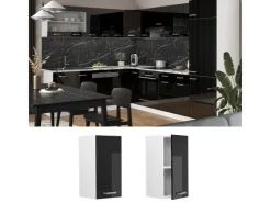 Pfannen|Herde<Vicco Hängeschrank R-Line Hängender Küchenschrank Schwarz Hochglanz/Weiß 30 cm Schwarz Glänzend