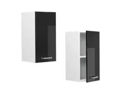Pfannen|Herde<Vicco Hängeschrank R-Line Hängender Küchenschrank Schwarz Hochglanz/Weiß 30 cm Schwarz Glänzend