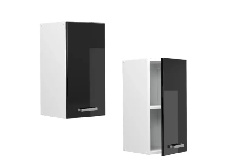 Pfannen|Herde<Vicco Hängeschrank R-Line Hängender Küchenschrank Schwarz Hochglanz/Weiß 30 cm Schwarz Glänzend