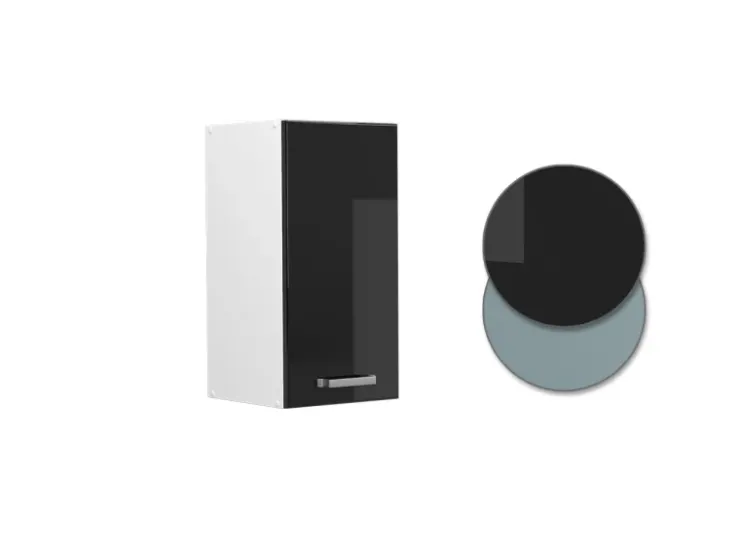 Pfannen|Herde<Vicco Hängeschrank R-Line Hängender Küchenschrank Schwarz Hochglanz/Weiß 30 cm Schwarz Glänzend