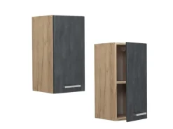 Clearance Vicco Hängeschrank R-Line Hängender Küchenschrank Schwarz Beton/Goldkraft Eiche 30 cm Pfannen