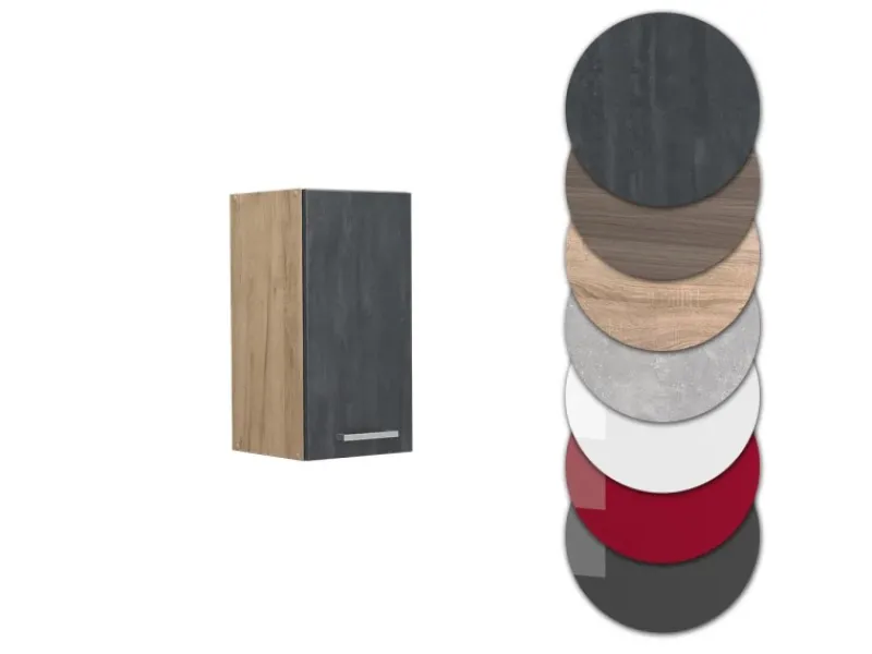 Clearance Vicco Hängeschrank R-Line Hängender Küchenschrank Schwarz Beton/Goldkraft Eiche 30 cm Pfannen