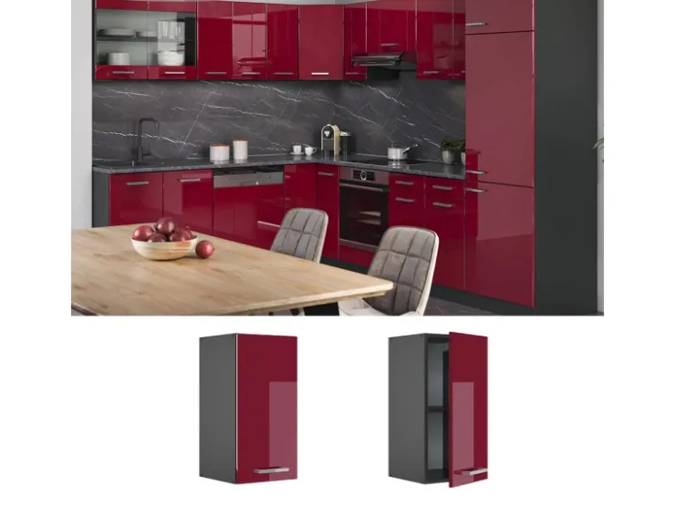 Best Vicco Hängeschrank R-Line Hängender Küchenschrank Bordeaux Hochglanz/Weiß 30 cm Bordeaux-Glanz