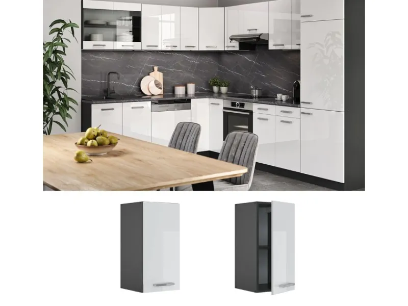Hot Vicco Hängeschrank R-Line Hängender Küchenschrank Hochglanz/Anthrazit 30 cm Pfannen