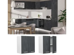 Küchenschränke<Vicco Hängeschrank R-Line Hängender Küchenschrank Schwarz Beton/Weiß 60 cm Beton Anthrazit