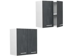 Küchenschränke<Vicco Hängeschrank R-Line Hängender Küchenschrank Schwarz Beton/Weiß 60 cm Beton Anthrazit