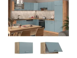 New Vicco Hängeschrank R-Line Hängender Küchenschrank Blau-Grau/Goldkraft Eiche 60 cm Flach Küchenschränke|Einbauküchen