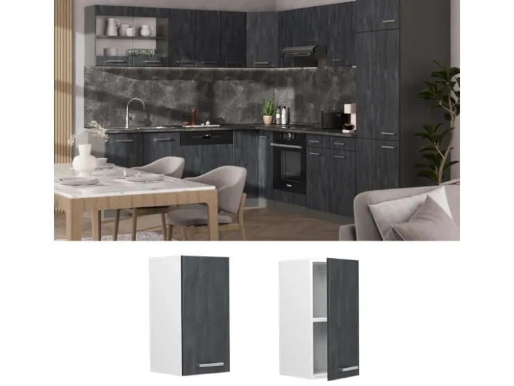 Küchenschränke<Vicco Hängeschrank R-Line Hängender Küchenschrank Schwarz Beton/Weiß 30 cm Beton Anthrazit