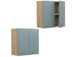 Küchenschränke<Vicco Hängeschrank R-Line Hängender Küchenschrank Blau-Grau/Goldkraft Eiche 60 cm Blaugrau