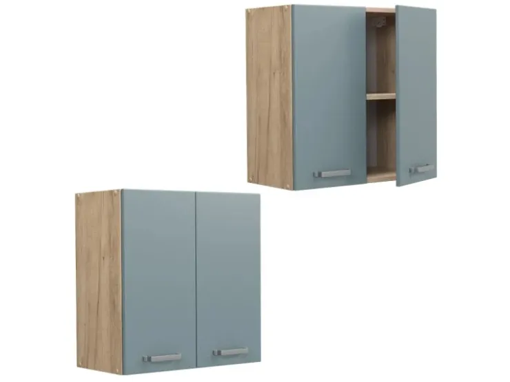 Küchenschränke<Vicco Hängeschrank R-Line Hängender Küchenschrank Blau-Grau/Goldkraft Eiche 60 cm Blaugrau