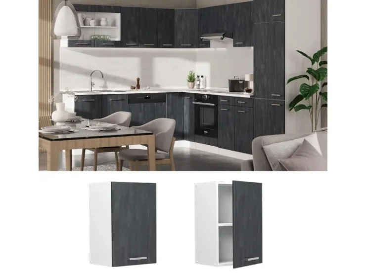 Küchenschränke<Vicco Hängeschrank R-Line Hängender Küchenschrank Schwarz Beton/Weiß 40 cm Beton Anthrazit