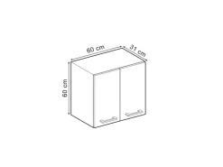 Vicco Hängeschrank R-Line Hängender Küchenschrank Hochglanz/Weiß 60 cm Küchenschränke