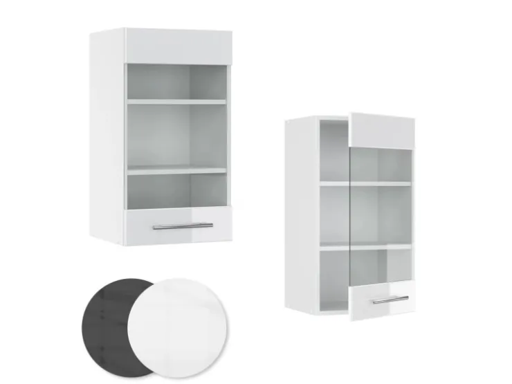 Clearance Vicco Küchenglasschrank Fame-Line Glashängeschrank Hochglanz/ 40 cm Weiß
