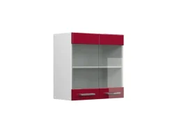 Vicco Küchenglasschrank R-Line Glashängeschrank Bordeaux Hochglanz/Weiß 60 cm Bordeaux-Glanz