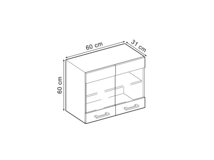 Vicco Küchenglasschrank R-Line Glashängeschrank Bordeaux Hochglanz/Weiß 60 cm Bordeaux-Glanz