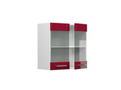 Vicco Küchenglasschrank R-Line Glashängeschrank Bordeaux Hochglanz/Weiß 60 cm Bordeaux-Glanz