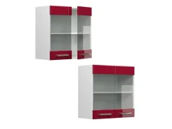 Vicco Küchenglasschrank R-Line Glashängeschrank Bordeaux Hochglanz/Weiß 60 cm Bordeaux-Glanz