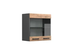 Vicco Küchenglasschrank R-Line Glashängeschrank Goldkraft /Anthrazit 60 cm Küchenschränke
