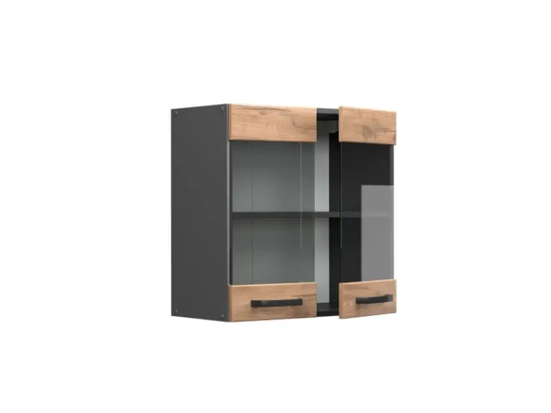 Vicco Küchenglasschrank R-Line Glashängeschrank Goldkraft /Anthrazit 60 cm Küchenschränke