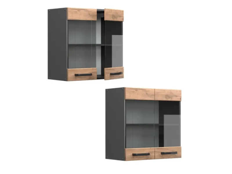 Vicco Küchenglasschrank R-Line Glashängeschrank Goldkraft /Anthrazit 60 cm Küchenschränke
