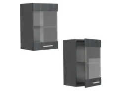 Küchenregale<Vicco Küchenglasschrank R-Line Glashängeschrank Schwarz Beton/Anthrazit 40 cm Beton Anthrazit