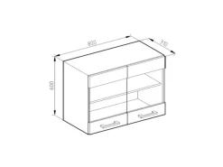 Vicco Küchenglasschrank R-Line Glashängeschrank Grau/Weiß 80 cm Küchenschränke