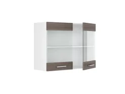 Vicco Küchenglasschrank R-Line Glashängeschrank Grau/Weiß 80 cm Küchenschränke