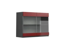 Küchenschränke<Vicco Küchenglasschrank R-Line Glashängeschrank /Anthrazit 80 cm J-Shape Rot