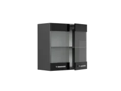 Discount Vicco Küchenglasschrank R-Line Glashängeschrank Schwarz Hochglanz 60 cm Küchenschränke