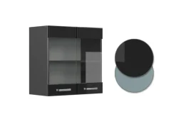 Discount Vicco Küchenglasschrank R-Line Glashängeschrank Schwarz Hochglanz 60 cm Küchenschränke