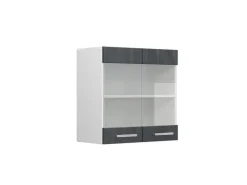 New Vicco Küchenglasschrank R-Line Glashängeschrank Schwarz Beton/Weiß 60 cm Beton Anthrazit