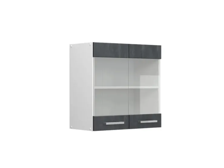 New Vicco Küchenglasschrank R-Line Glashängeschrank Schwarz Beton/Weiß 60 cm Beton Anthrazit