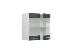 New Vicco Küchenglasschrank R-Line Glashängeschrank Schwarz Beton/Weiß 60 cm Beton Anthrazit