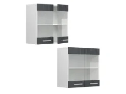 New Vicco Küchenglasschrank R-Line Glashängeschrank Schwarz Beton/Weiß 60 cm Beton Anthrazit