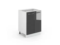 Clearance Vicco Küchenunterschrank Fame-Line Hochglanz/Weiß 60 cm ohne Arbeitsplatte Anthrazit