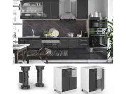 Clearance Vicco Küchenunterschrank Fame-Line Hochglanz/Weiß 60 cm ohne Arbeitsplatte Anthrazit