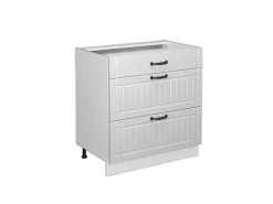 Vicco Küchenunterschrank Fame-Line Landhaus/ 80 cm mit 3 Schubladen ohne Arbeitsplatte Weiß